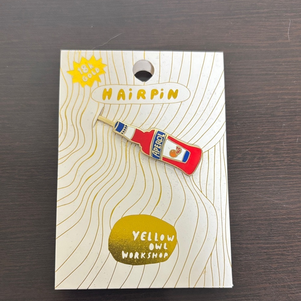 Yellow Owl Workshop Red and Blue Aperol Spritz 18k Gold Nickel Free Hairpin